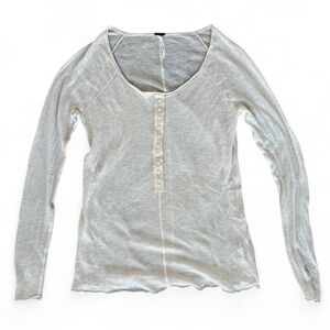 Free People Light Gray Long Sleeve Top